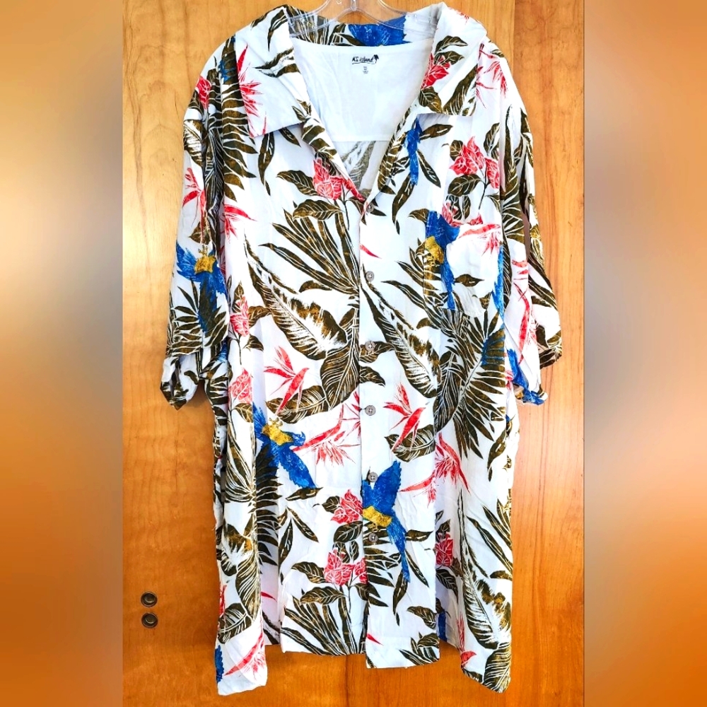 5XL Tropical Floral Button-Up Shirt, By KS Island.